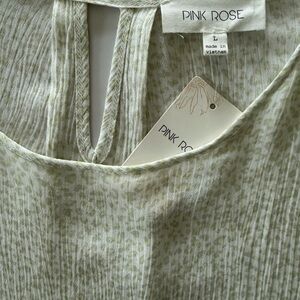 Pink Rose Soft Green Blouse